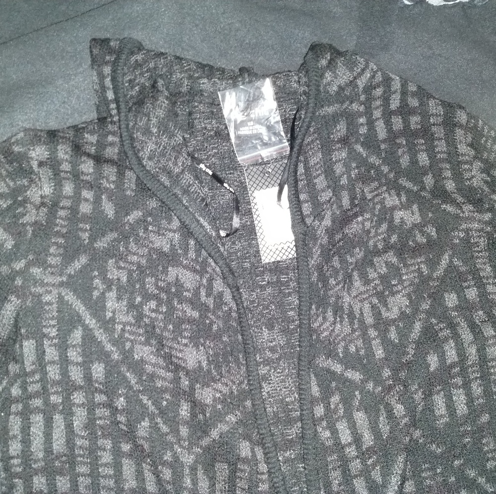 City Chic Long Black Aztec Design Cardigan